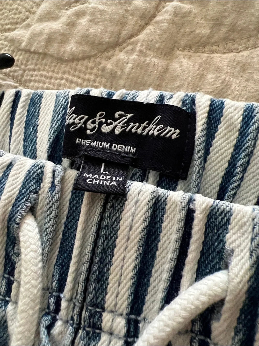 Flag & Anthem, Striped Wide-Leg Pants in Blue and White. Size Misses Large - Picture 7 of 7